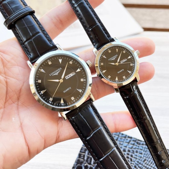Longines Couple Watches, Original Imported Quartz Movement, Mineral Glass Crystal, 316L Stainless Steel Case, Men's Diameter 40mm, Women's Diameter 30mm, Thickness 8mm